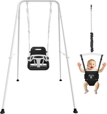 2 in 1 Toddler Swing  Baby Jumper, Foldable Baby Jumper with Soft Cushion, Fold
