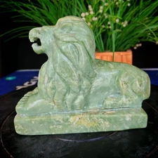 6.16LB TOP Natural Mixed stone quartz lion crystal Hand-carved ornament