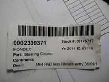 FORD MONDEO STEERING COLUMN ZETEC TDCI Diesel 7G9N-3C529-EJ10-14