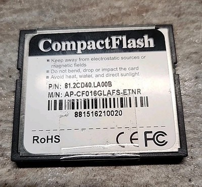 Two Apacer  16GB  Industrial Grade CF6  Compact Flash cards.