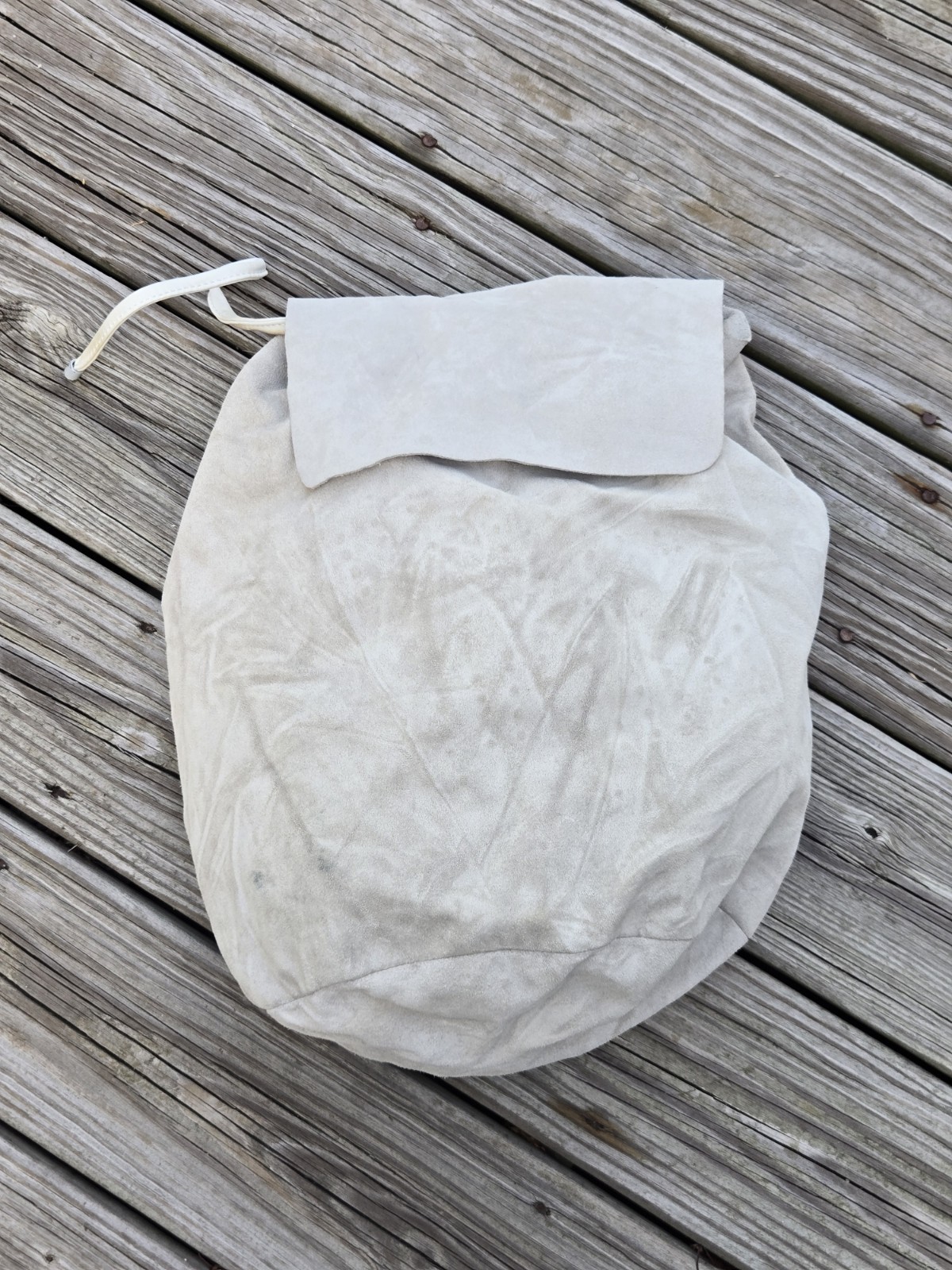 COS Suede Leather Backpack Light Gray - image 3