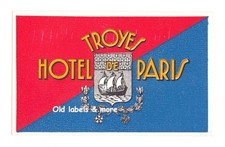 x7252 Hotel de Paris TROYES France luggage label Kofferaufkleber