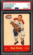 1955-56 PARKHURST QUAKER OATS Hockey NHL #45 Doug Harvey HOF PSA 5 EX Canadiens