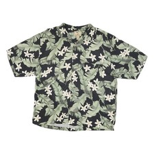 JAMAICA JAXX Uomo Nero & Verde Hawaiano Camicia di Seta XL Tropicale Stampa