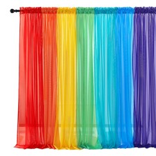 7 Pieces Rainbow Sheer Curtains - Colorful Backdrop Bright Drape Set for Play...