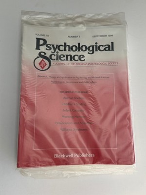Psychological Science Journal Lot Vol 10-11 1999-2000 APS Sealed Set