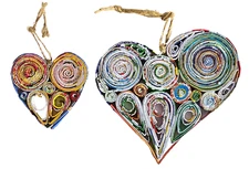 Paper Heart Decorative Wall Art Pendant Ornament 2 3/4" and 5" Paper Art