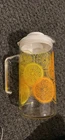 Vintage Pyrex Clear Glass Lemon Lime Lemonade Water Juice Pitcher With Lid USA