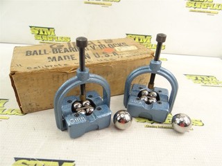 NICE PAIR OF BALL BEARING V BLOCKS WITH CLAMPS