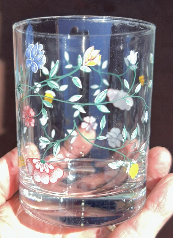 johnson brothers SET-OF-4 X 4" TALL SUMMER CHINTZ DOUBLE OLD-FASHIONED GLASSES