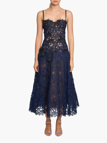 Marchesa Notte Vivarium Vines Lace Guipure A-line Midi Dress  Size:4 $995 NWT