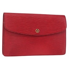 LOUIS VUITTON Epi Montaigne 27 Clutch Bag Red M52657 LV Auth 157734