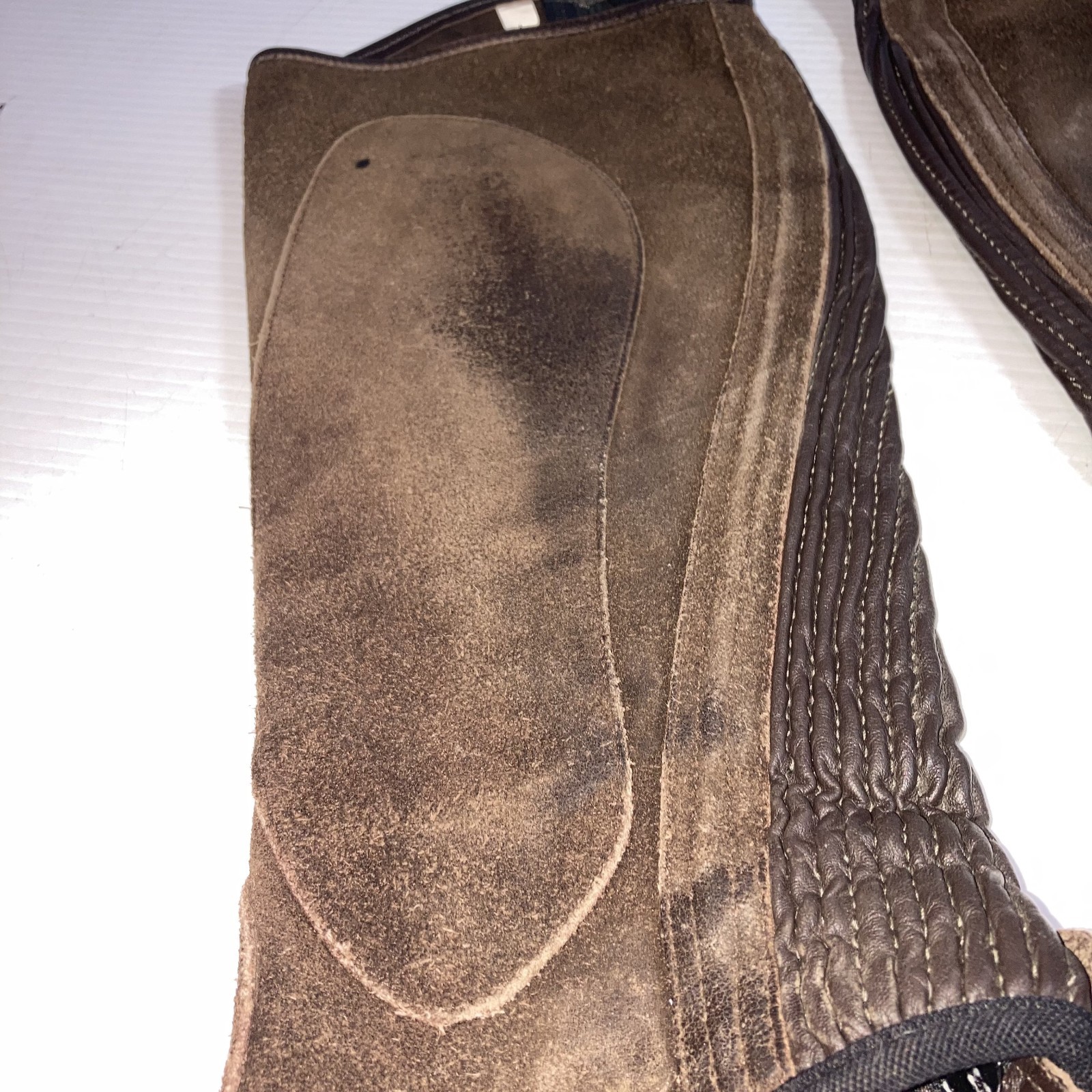 Ovation Pro Topgrain Brown Suede Leather Half Chaps Size L 18"