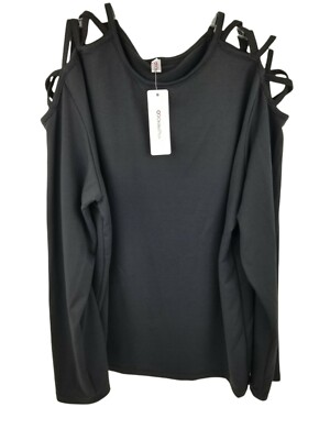 OC Order Plus Large open shoulder black Shirt Blouse NWT