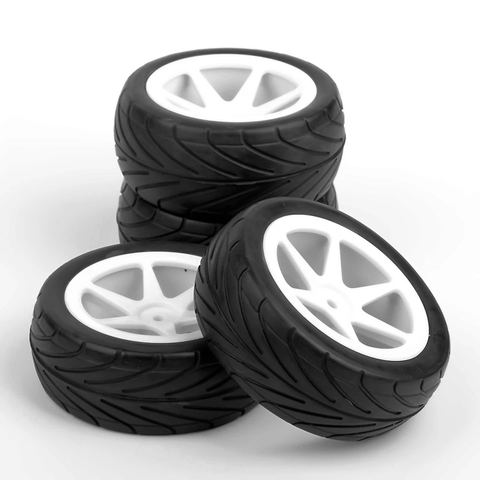 4pcs Front&Rear Buggy Tires&12mm Hex Wheel For 1:10 HSP HPI OnRoad Racing RC Car - Image 3 of 4