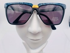 Vintage Paul Michel 28W SPM 355 Black Blue Square Sunglasses Frames Italy