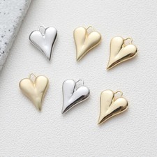 6pcs Gold/Silver/Matte Love Heart Charm,14K Gold Plated Brass Heart Pendants
