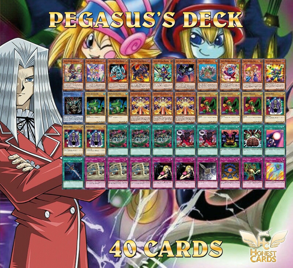 YuGiOh Complete Pegasus Deck! Toon Dark Magician Girl + Blue-Eyes Toon D +  Bonus | eBay