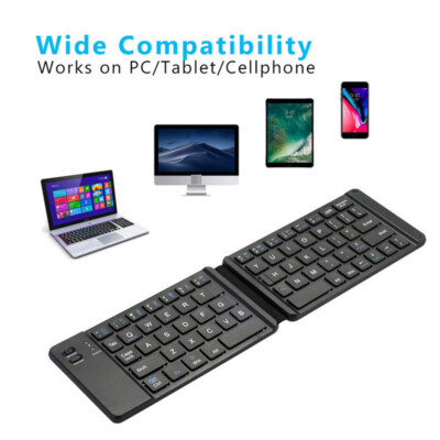 Ultra Slim Foldable Compat TKL Keyboard Bluetooth Wireless for Phone/PC Recharge