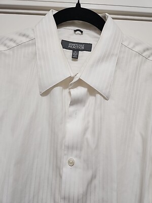 Kenneth Cole Reaction Men's White Slim Fit Shirt Sz 17 36/37 Long Sleeve |  eBay