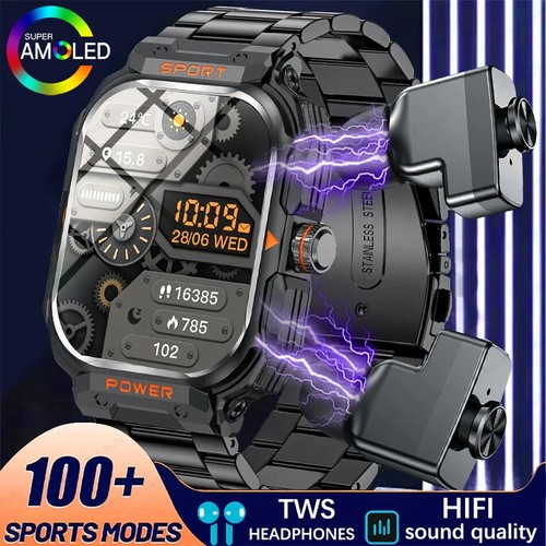 Smartwatch mit Ohrhörern Bluetooth 2 in 1 Kopfhörer Monitor Sportuhr Neu