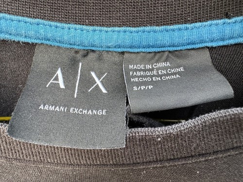 A|X ARMANI EXCHANGE Men's Graphic NYC VTG Logo Long Sleeve Shirt Small Black - Picture 7 of 8