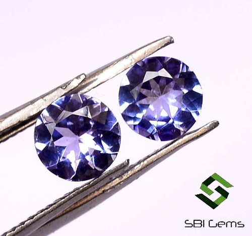 5 mm Certified Natural Tanzanite Round Cut Pair 0.85 CTS Lustrous Loose Gemstone - Picture 2 of 6