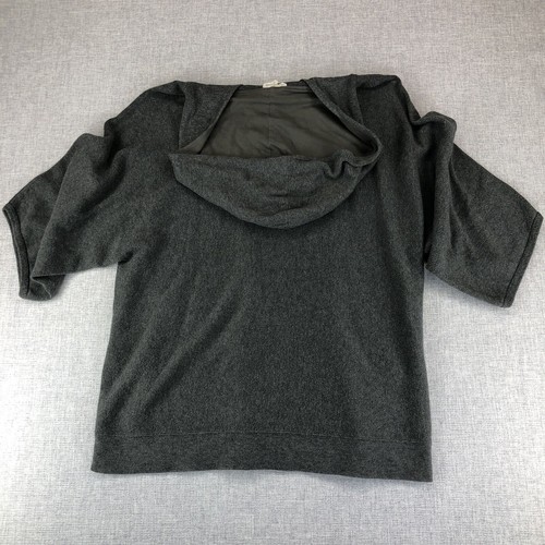 Eileen Fisher Knitted Short Sleeve Hoodie Gray Organic Cotton Size M 1/4 zip EUC - Picture 6 of 9