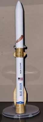 Custom 3D printed 1/350 Blue Origin New Glenn 3 pc model with stand  decals