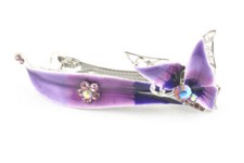 Purple Graceful Austrian Rhinestone Crystal Hair Barrette Clip