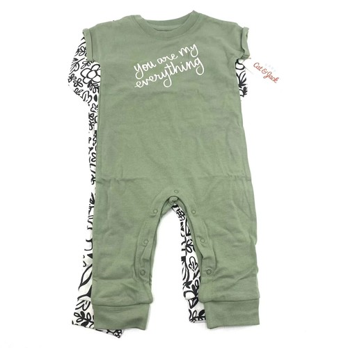 Cat & Jack Baby Girl Romper ‘You Are My Everything’ Green (2 Pack) Size 0-3M-12M - Picture 8 of 17