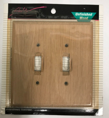 Amertac 4008TTUN Style Collection Unfinished Oak 2G Toggle Switch Wall Plate