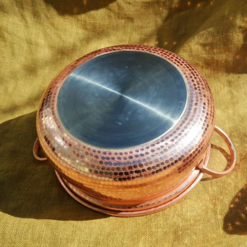 Cazuela de guiso de arroz para olla de cobre puro tapa gruesa hecha a mano gas/inducción de patata - Imagen 3 de 22