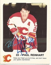PAUL REINHART SIGNED 1986-87 RED ROOSTER CALGARY FLAMES CARD
