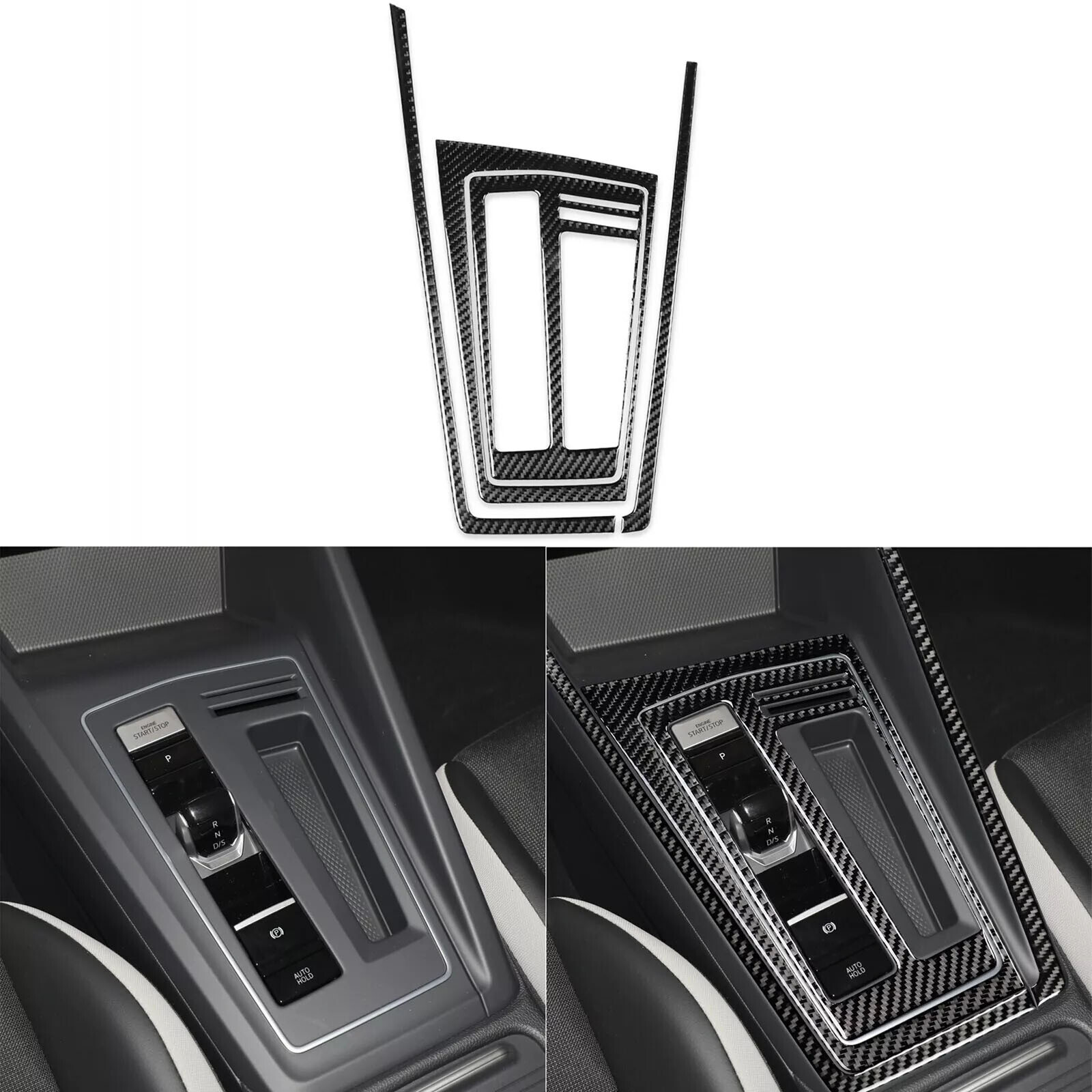 4Pcs Real Carbon Fiber Gear Shift Panel Cover Trim For VW Golf 8 GTI MK 8 20-24