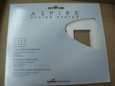 Eaton Cooper Aspire 9523WS 3 gang cover wall plate white satin 5 available