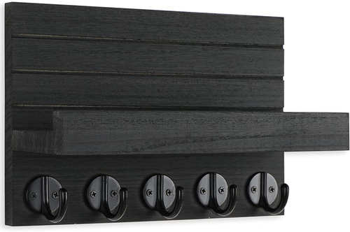 Key Holder for Wall, Decorative Key and Mail Holder with Shelf Has Large Hooks f - Picture 2 of 12