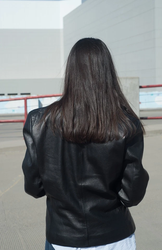 Chaqueta de cuero negra para mujer XL Designer Siena-Studio Foto 3 de 4