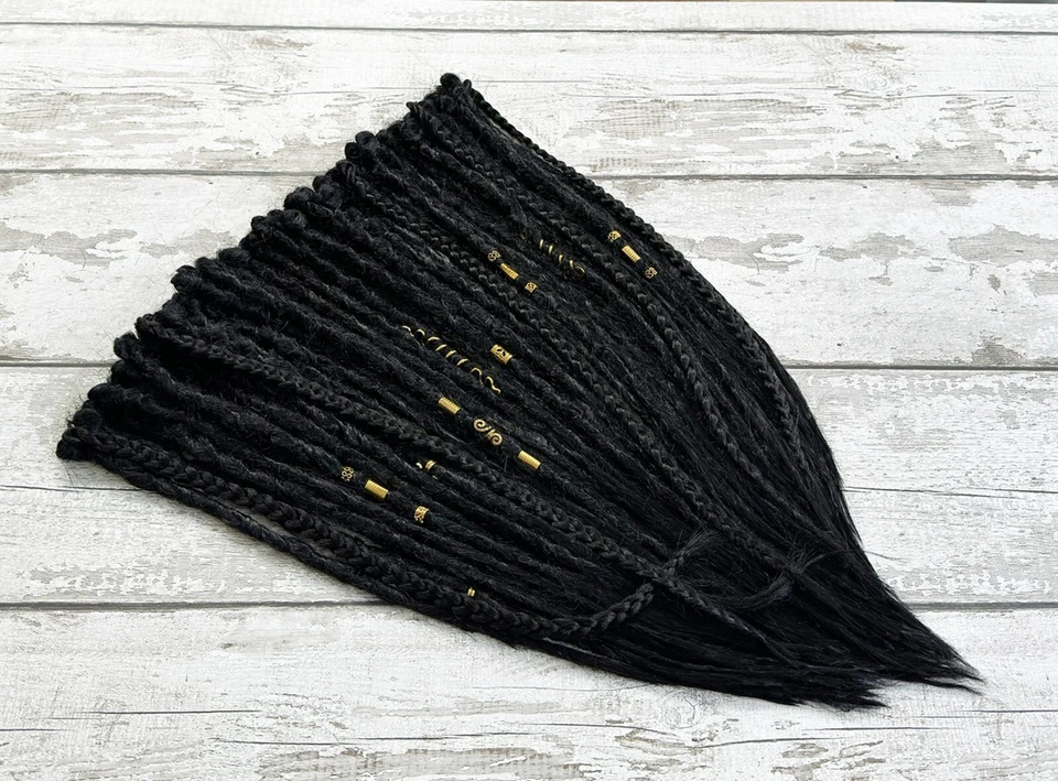 Black Crochet Dread Extensions, Single Double End Braid in Dreadlocks Handmade - Image 3 of 4