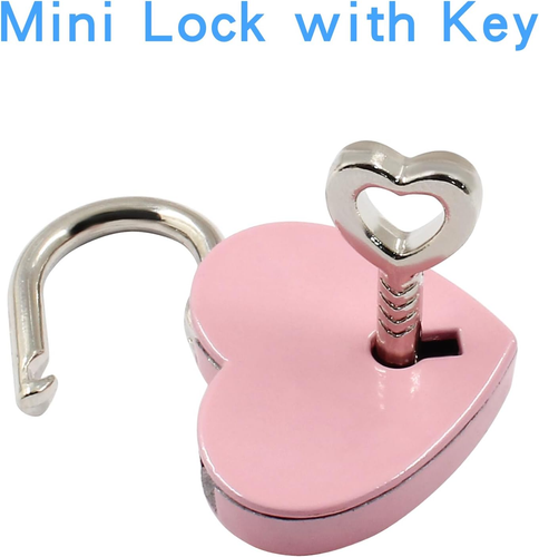 3 Pezzi Lucchetto a Forma di Cuore, Lucchetto a Forma di Cuore in Metallo Rosa, Piccolo Carino - Foto 5 di 12