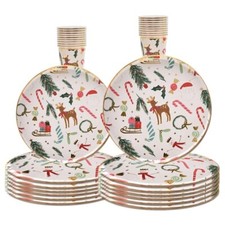 Christmas Tableware Christmas plates Disposable party Tableware 54 Pcs Set