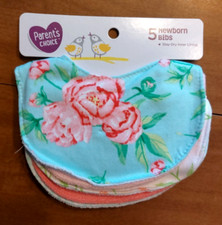 Girl s Parent's Choice Newborn Bibs 1 - 5 pack NEW Unused Stay Dry Lining