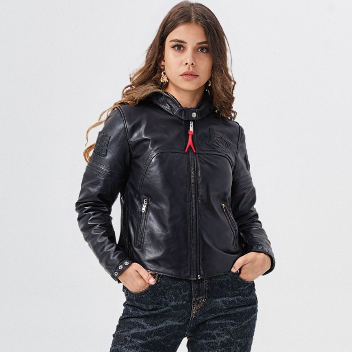 Veste blouson moto Helstons cuir Indiana Girl noir femme CE
