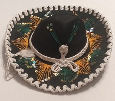 Vintage Authentic Pigalle XXXXX Green Gold White Mexican Sombrero Mariachi Hat