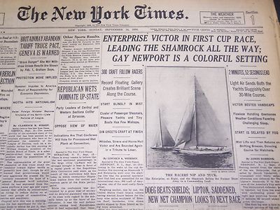 1930 SEPT 14 NEW YORK TIMES - ENTERPRISE VICTOR IN FIRST CUP RACE - NT 4954