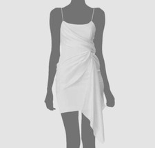 $495 Alice + Olivia Women Ivory Svetlana Asymmetric Drape Mini Dress Size 6