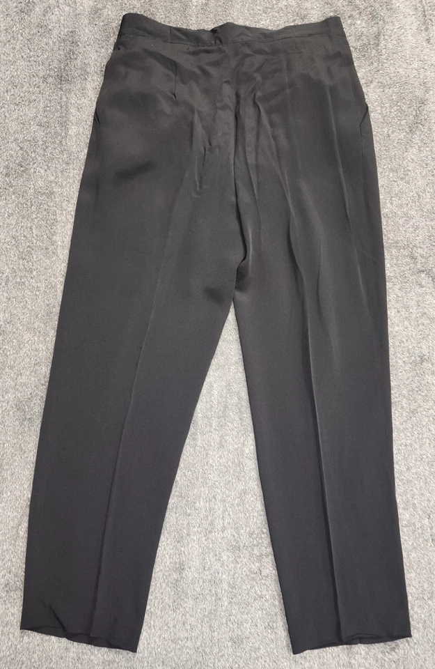 PANTALONES DE VESTIR OLEG CASSINI Mujer 100% Rayón PLISADOS DELANTEROS NEGROS Talla 10 Foto 2 de 4
