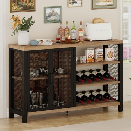 Bar Cabinets VEVOR VEVOR Industrial Bar Cabinet, Wine Table