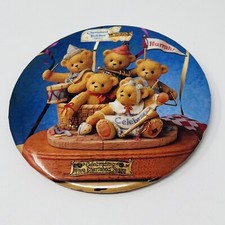 1996 Cherished Teddies Button Pinback Celebrating Five Years Enesco Celebration