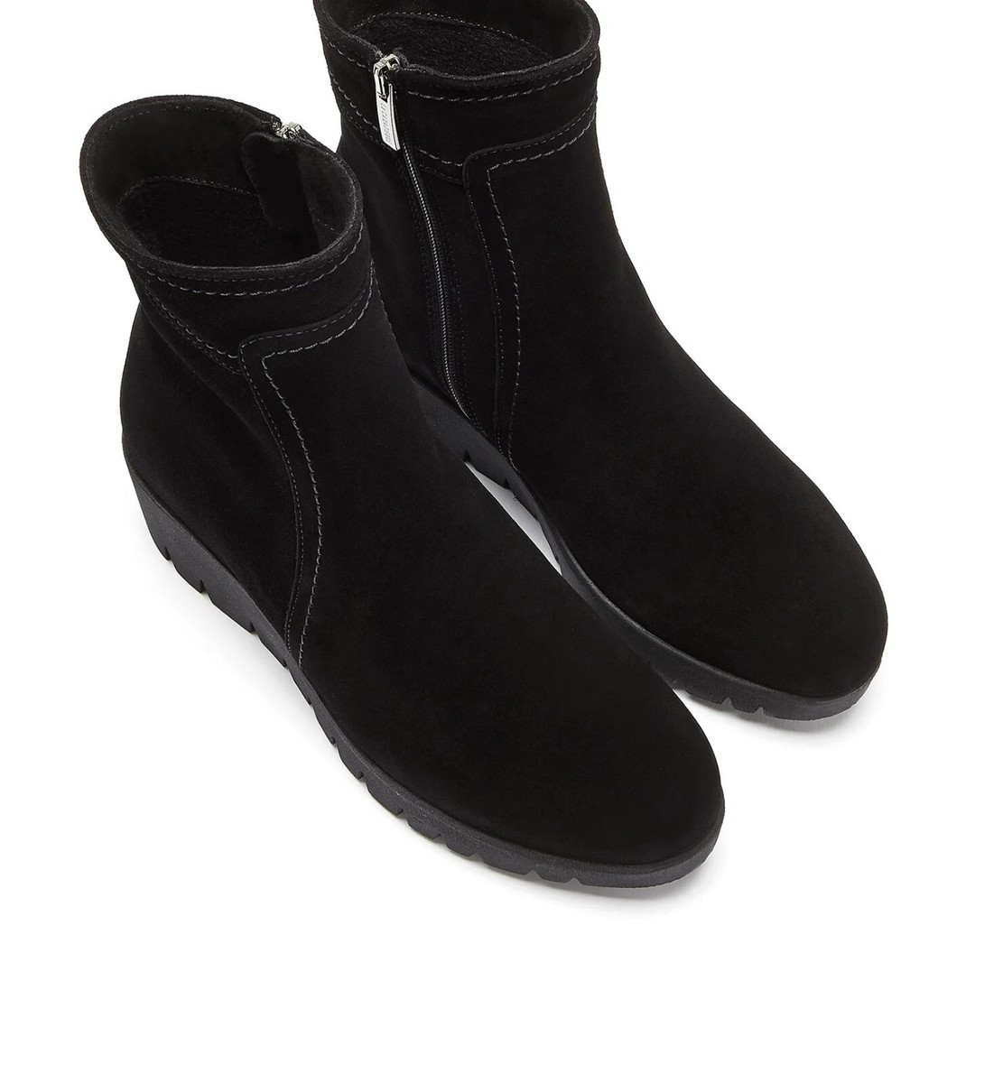 La Canadienne Womens TOKEN Suede Waterproof Wedge Bootie - Black